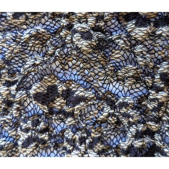 Vintage Y2K LINDA LUNDSTRÖM Black & Tan Stretchy Mesh Overlay Top Size 10 - Picture 2 of 6